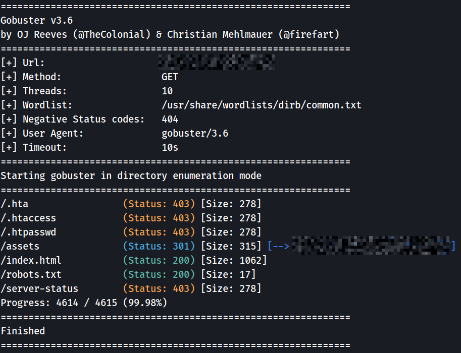 Résultat de gobuster Résultat de gobuster